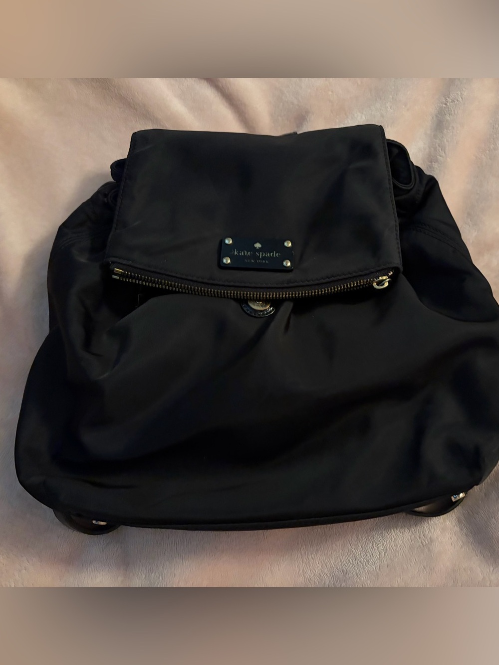 kate spade black nylon backpack with gold-tone hardware